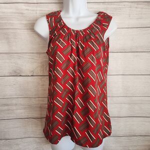 Banana Republic Women’s XS Red Geometric Sleeveless Blouse Work Casual